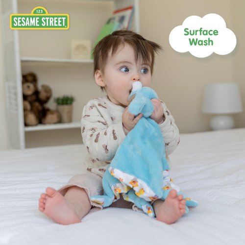 Kids Preferred Sesame Street Cookie Monster Blanky Made of Soft Material with Knotted Corners and Pacifer Loop for Babies and Infants