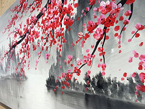Hand-Painted Plum Blossom Oil Painting Black and White Canvas Wall Art