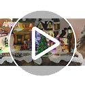 Afirst Christmas Village Houses with Skaters & Skiers – Lighted Rotating Xmas Scene with USB, Musical & Collectible Figurines
