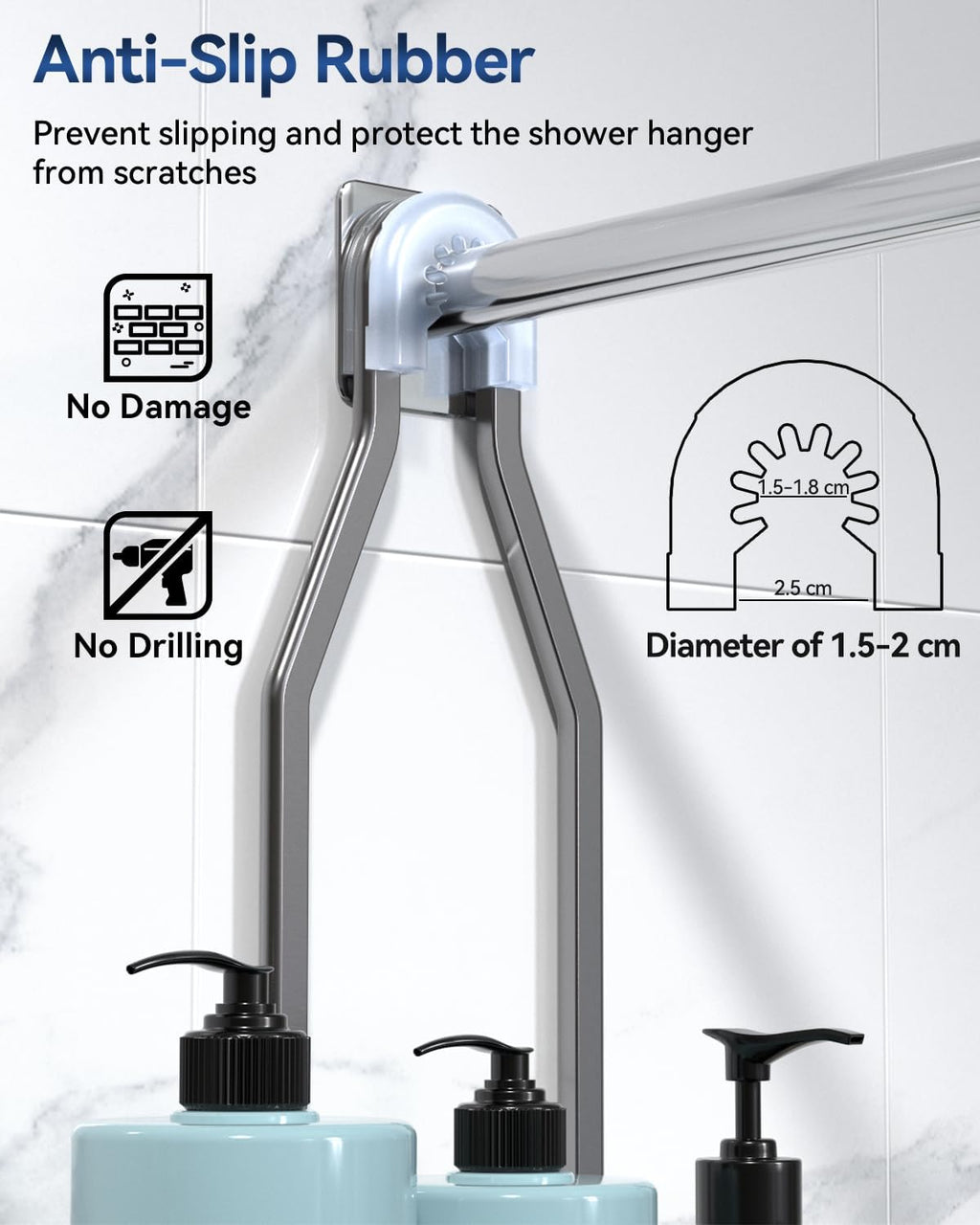YASONIC Shower Caddy - Rust-Proof Aluminum Organizer with 10 Hooks & Soap Basket - Grey