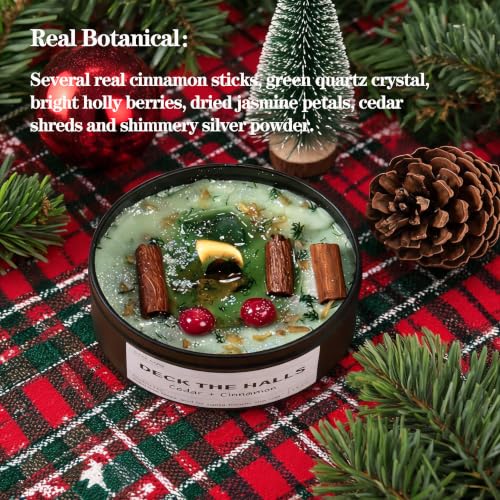 Deck TheHalls Candles Cozy Winter Holiday Soy Wax 13 oz with Real Botanicals