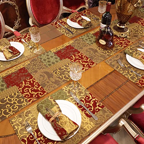 Loom and Mill Luxury Jacquard Table Runner 13x108 in (Rectangle-Red Gold)