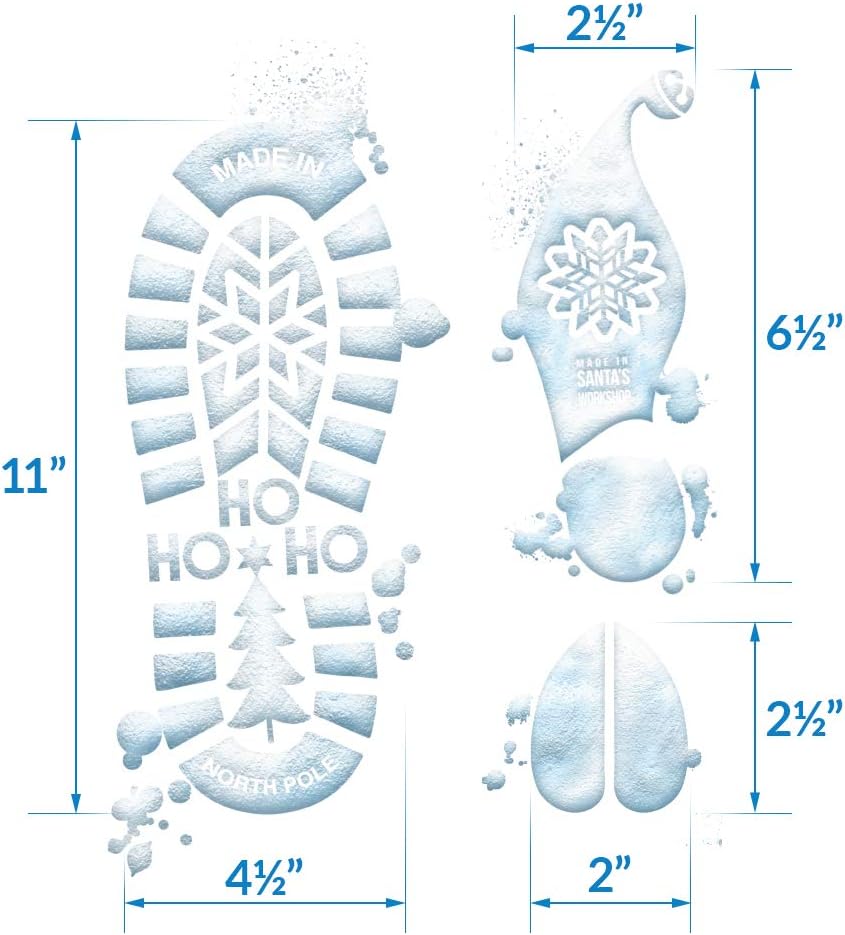 Santa Footprints - 180 Ct Floor Stickers Kit with Reindeer & Elf Designs for Holiday Fun