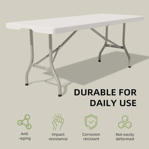 Folding Table - Heavy Duty 330LBS Capacity | Sturdy & Foldable Design for Camping, Parties & More