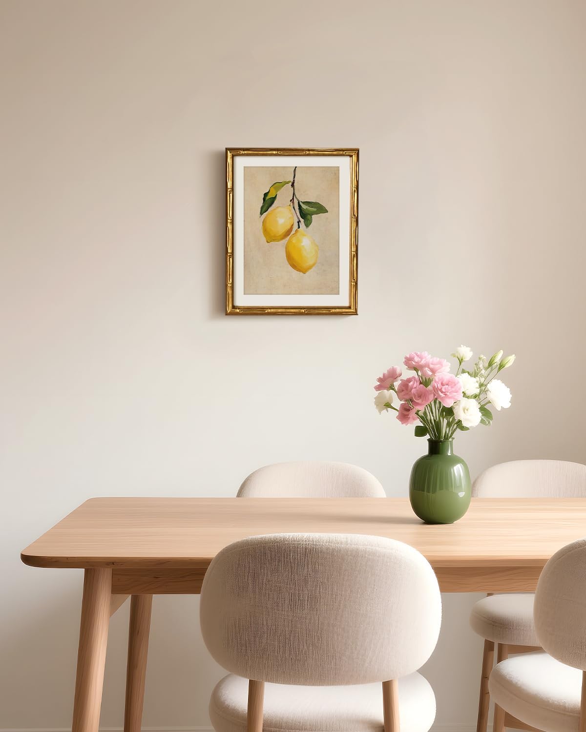 VIYYIEA Bamboo Detail Design Wall Art - Vintage Gold Framed Canvas Print for Living Room | 11 x 14 Inch