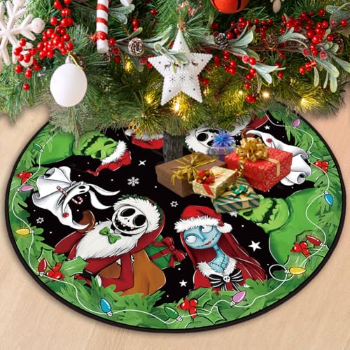 48-Inch Christmas Tree Skirt - Double-Layer Printed Holiday Tree Base Cover