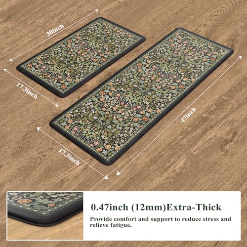 Anti-Fatigue Kitchen Mats Set of 2, Cushioned Waterproof Standing Desk Rugs