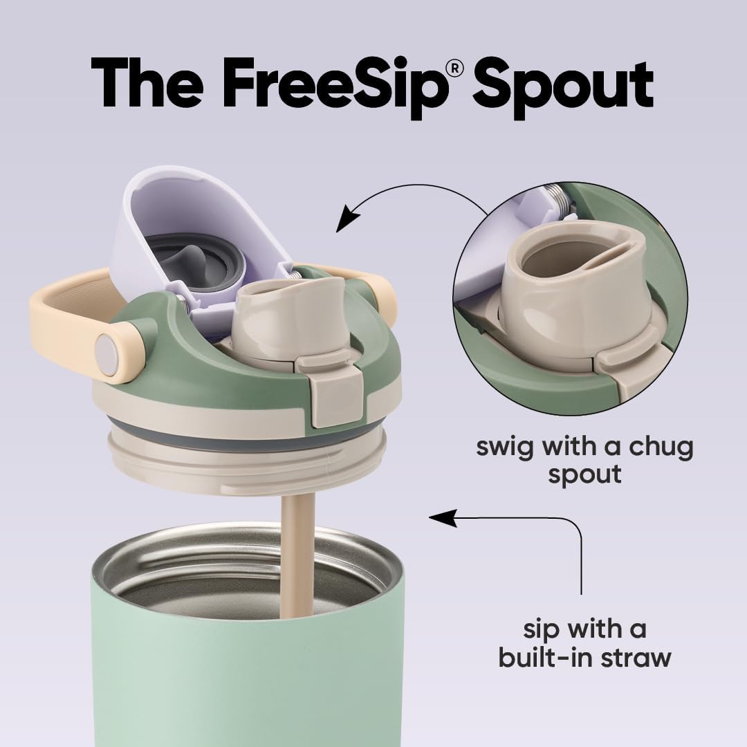 Owala FreeSip Sway - 30-Oz. Stainless Steel Water Bottle - Green Eucalyptus Design