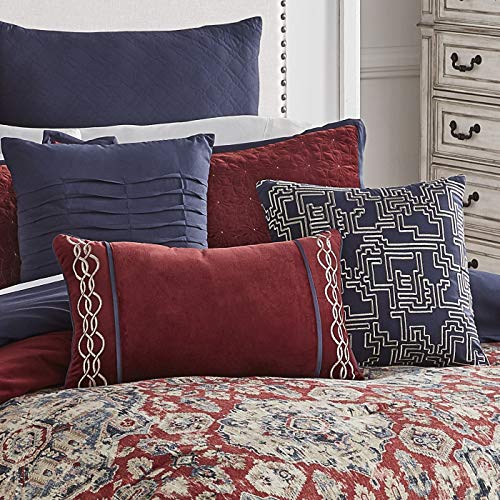 Sadler 10-Piece King Size Comforter Bedding Set - Red & Gray