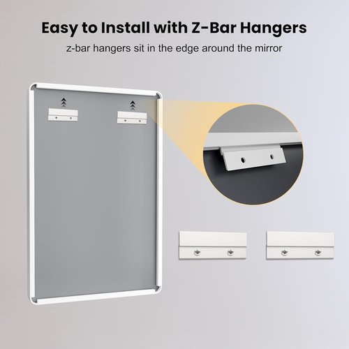 LOAAO White Metal Framed Bathroom Mirror - Large Rounded Rectangle | Anti-Rust Tempered Glass, 32x36 Inch
