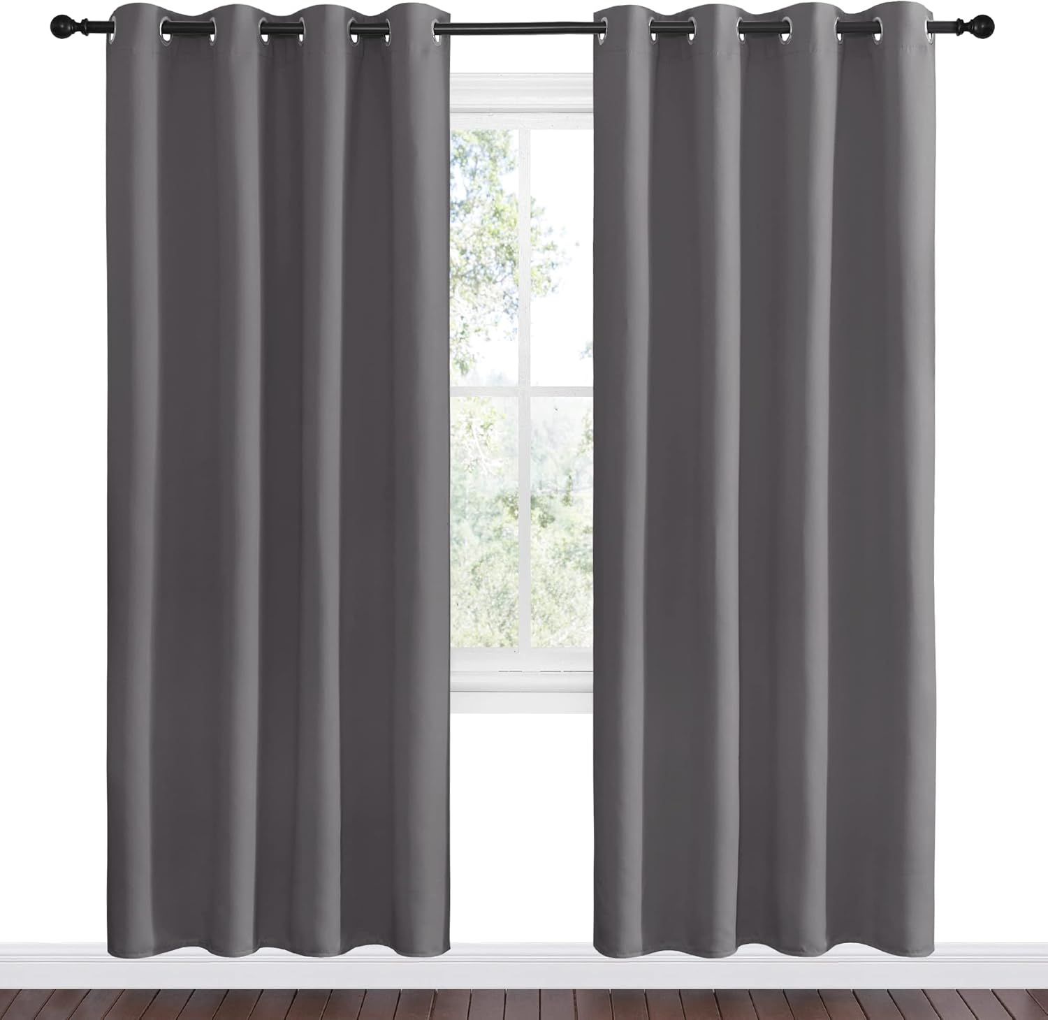 NICETOWN Blackout Curtains - Noise Reducing Thermal Insulated Drapes, 55 x 78 Inch, Gray (2 Panels)