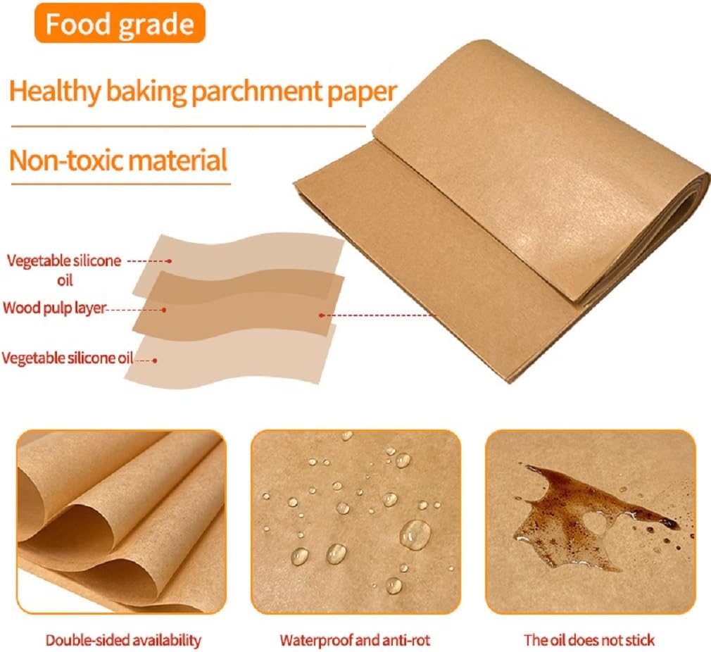 Precut Parchment Paper - Non-Stick Baking Sheets for Air Frying & Grilling | 200 Pcs, 12 x 16 Inch