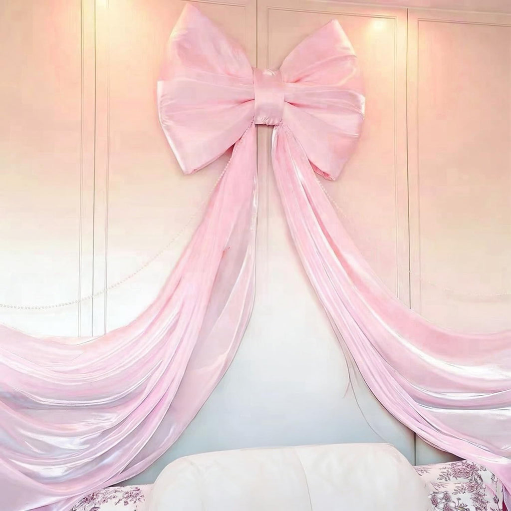 Skiennix Large Pink Bow Backdrop - 31'' x 60'' Birthday & Wedding Decorations | Perfect for Baby Showers & Events