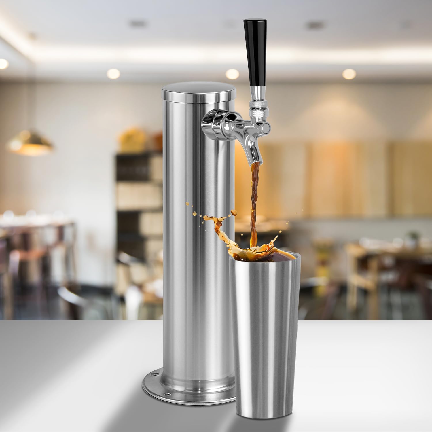 Kegco Dt145-1S-Asc 14" Polished Stainless Steel 1-Faucet Draft Beer Tower - 100% Stainless Contact