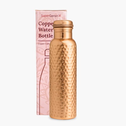 SuperGeneriX 34 oz Copper Water Bottle | Leakproof & Durable Metal | Lightweight & Reusable Tamba Bottle for Home, Office & Gym (Copper Hammered)