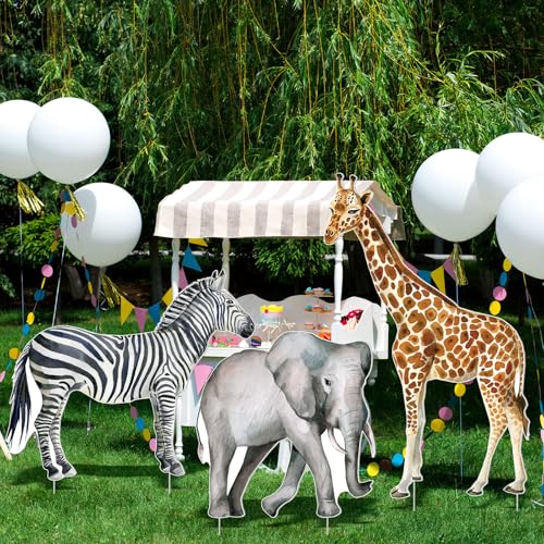 3-Piece Jungle Safari Animal Cardboard Cutout Set for Party Decorations