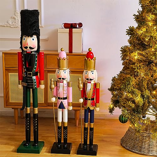 Liliful 4ft Large Nutcracker Outdoor Decoration – Wooden Life Size Christmas Soldier