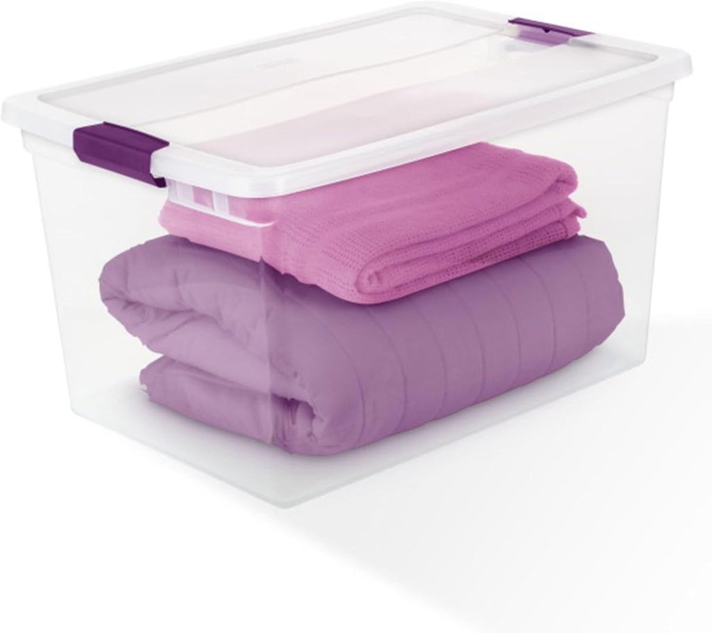 Sterilite 6 Pack ClearView Latch Storage Bins - Stackable 66 Quart Organizer Containers for Home & Closet