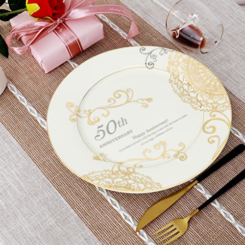 50th Wedding Anniversary Porcelain Keepsake Plate with Display Stand