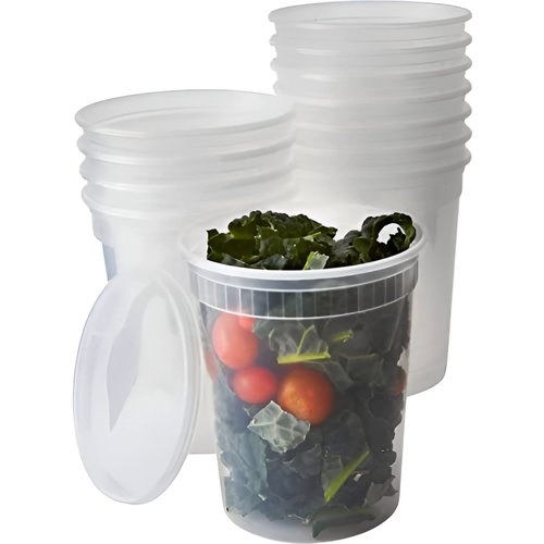 Avant Grub Food Storage Containers, BPA-Free Plastic, Deli Grade with Leakproof Lids, 12ct. Durable 32 Oz Microwave and Freezer Safe Containers for Takeout, Meal Prep, Storage, Keeps Food Fresh Longer