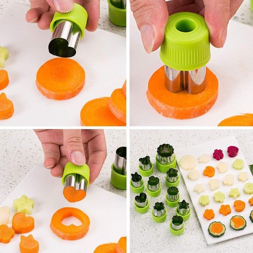 LetGoShop Cookie Cutter Set - 12 Shapes Biscuit Cutters with Safety Handle & 10 Cartoon Food Forks
