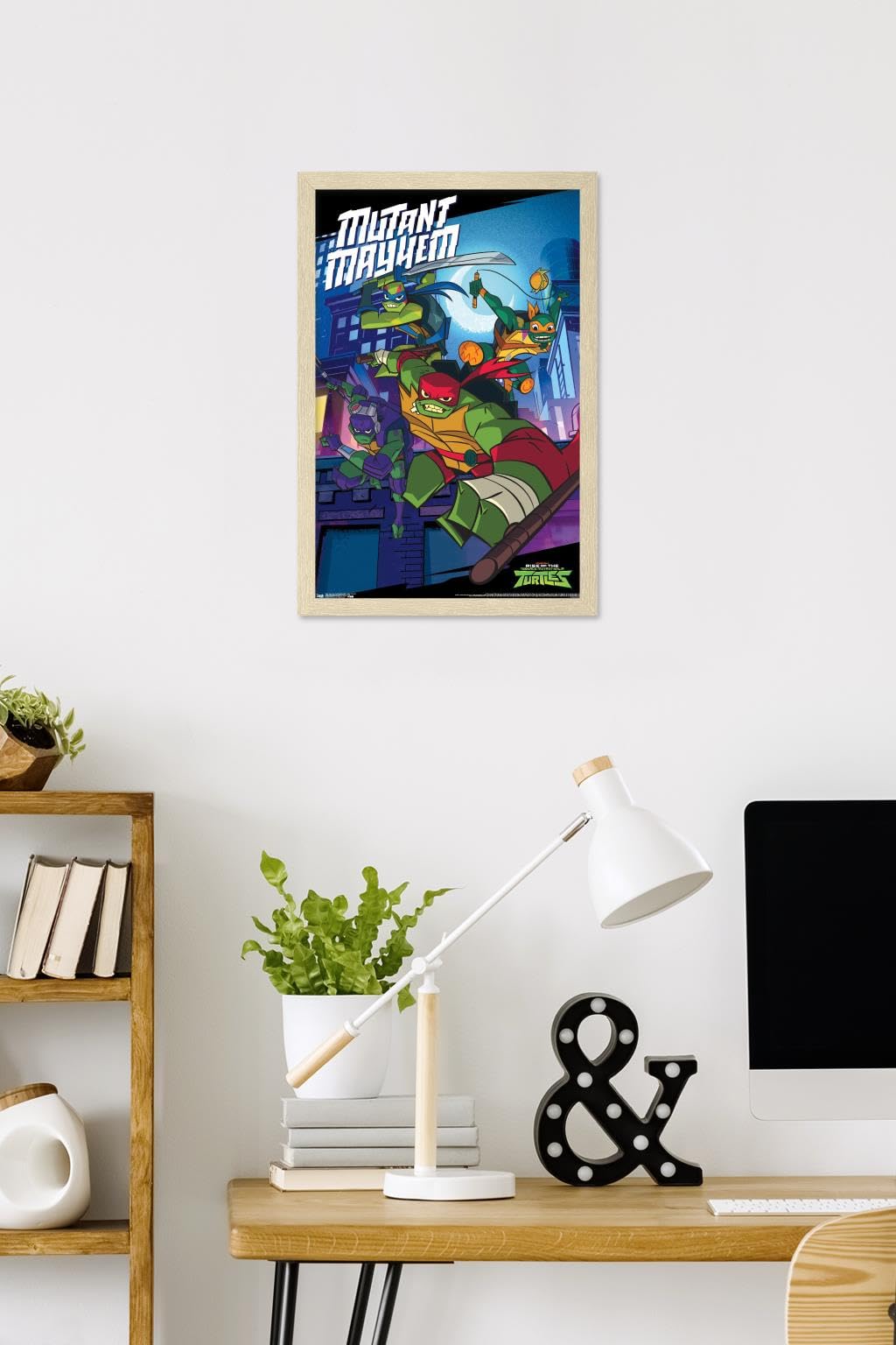 Nickelodeon Rise of The Teenage Mutant Ninja Turtles - Mayhem Wall Poster, 22.4L" x 14.7W", Blonde Framed Version