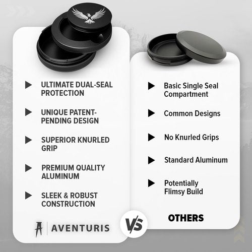 AVENTURIS Premium Zyn Metal Can - Waterproof, Moisture & Odor Proof - Metal Zyn Container - Dip Can, Zyn Tin, Zyn Holder with Knurled Edges, Aluminum Zyn Can & Organizer (Soar Black, Knurled Edge)
