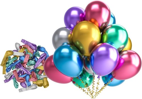 Bezente Metallic Chrome Latex Balloons - 150 Pack of 5 Inch Colorful Helium Party Balloons for Weddings & Birthdays