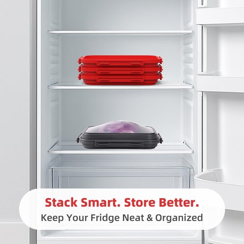 Mage Crab 2 Pack Silicone Food Fresh-Keeping Storage Containers with Lid, Dual-Shape Design, BPA-Free, Leakproof Lock Clips, Versatile Fridge Storage Containers, Space Saving & Expandable