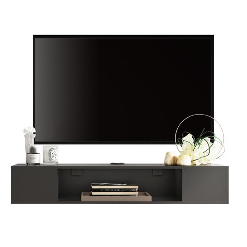 FITUEYES Black Floating TV Stand, Wall Mounted Entertainment Center Wood Storage, Media Console Shelf Under TV for Living Room, 39.4"