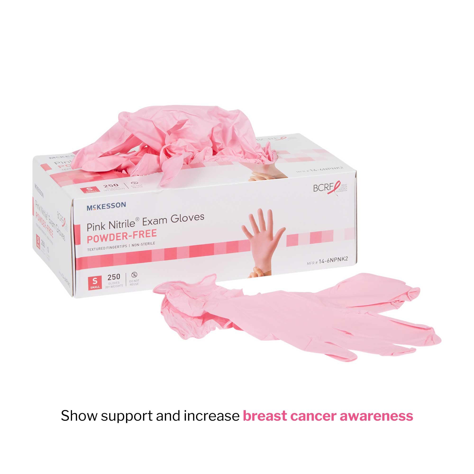 McKesson Pink Nitrile Exam Gloves - Powder-Free, Latex-Free, Ambidextrous, Textured Fingertips, Non-Sterile - Size Medium, 250 Count, 1 Box