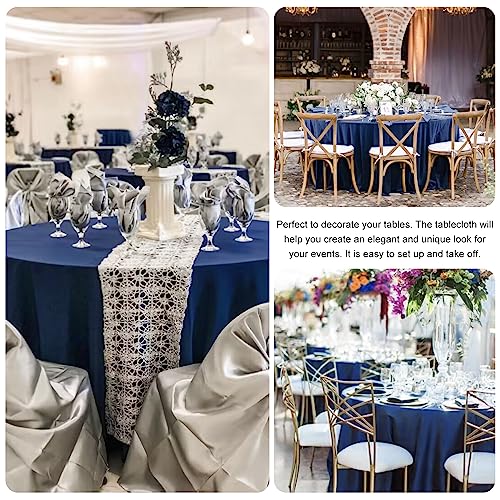 JALANCY 4 Pack Navy Blue 108 Inch Round Polyester Table Covers — Heavy Duty & Spill Resistant