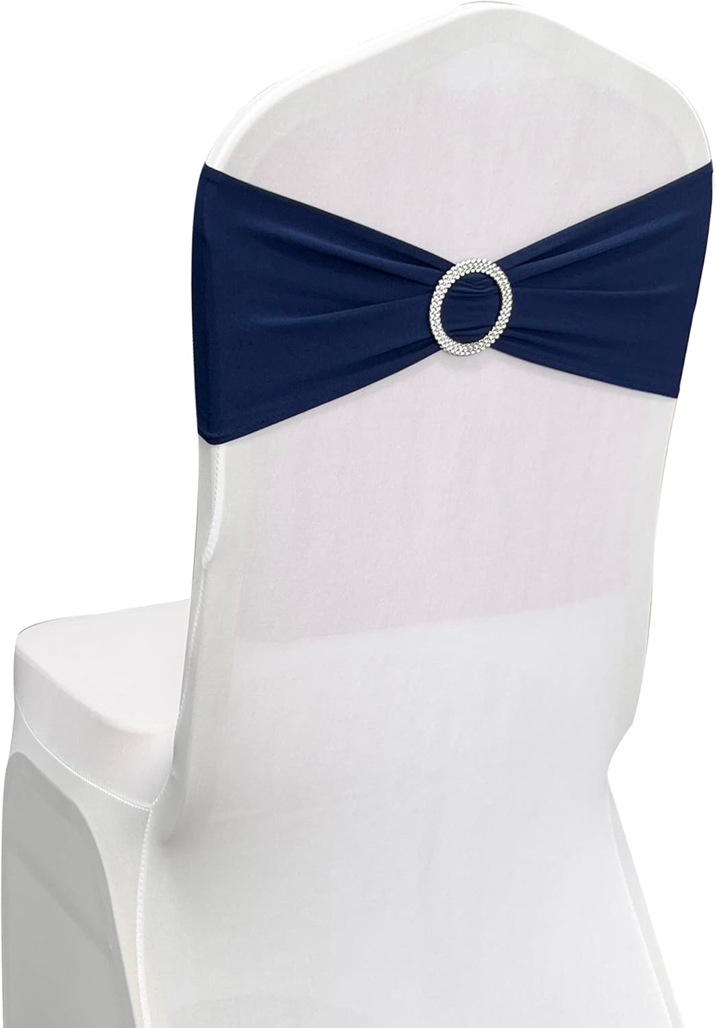 Spandex Chair Sashes by [Brand Name] - 50PCS Stretch Ties with Buckle Slider for Navy Blue Wedding Decor