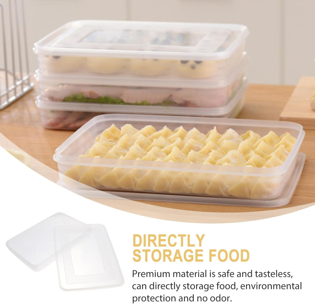 Uonlytech Large Airtight Dumpling Box - Clear Veggie Tray with Lid | Refrigerator Egg Storage Container