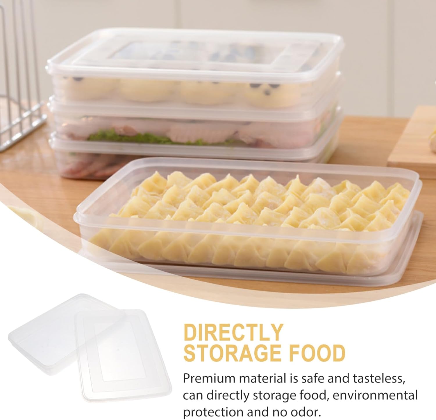 Uonlytech Large Airtight Dumpling Box - Clear Veggie Tray with Lid | Refrigerator Egg Storage Container