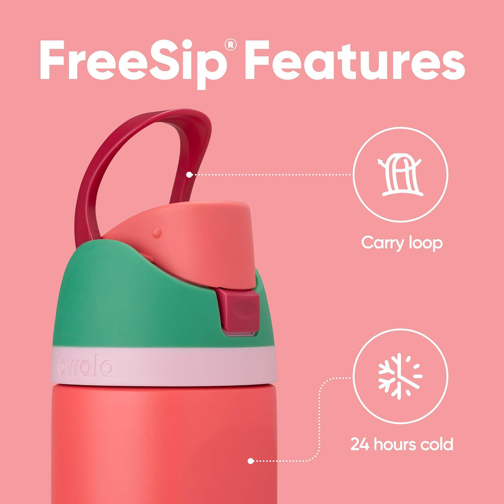 Owala FreeSip 32 oz Insulated Stainless Steel Water Bottle - BPA-Free, With Straw, Perfect for Sports & Travel | Strawberry Fields