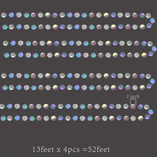Cheerland Iridescent Party Decorations - Holographic Circle Garlands for Disco Theme Events | Perfect for Birthdays & Graduations
