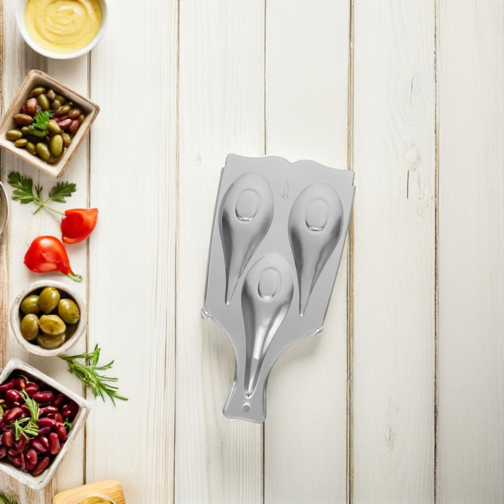 Rorpoir Stainless Steel Spoon Holder Base Triple Slot Spoon Rest for Kitchen Utensil Organization Silver 9.96 Inch