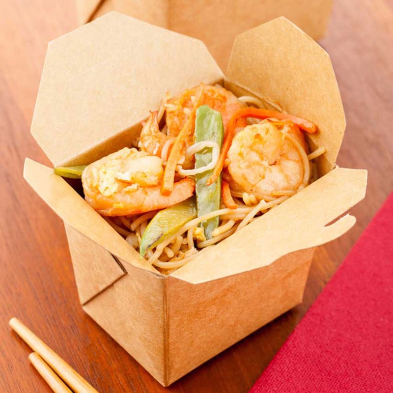 Restaurantware Bio Tek 8 Ounce Chinese Take Out Boxes 200 Greaseproof Food To Go Boxes - Tab-Lock Microwave-Safe Kraft Paper Take Home Boxes Recyclable For Restaurants Catering And Parties