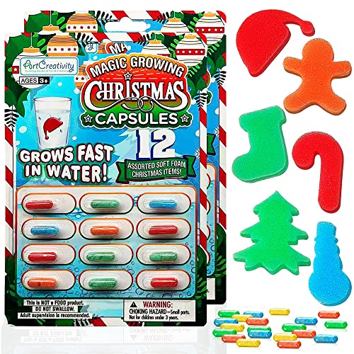 ArtCreativity 24 Pack Magic Growing Christmas Capsules - Foam Toy Party Favors
