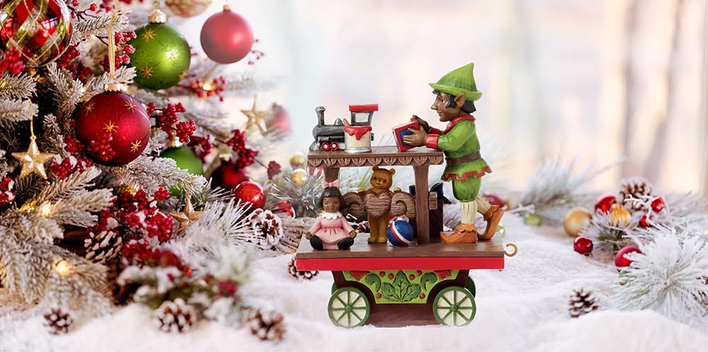Enesco Jim Shore Heartwood Creek Annuam Train Car Elf with Toys Figurine, 5.125 Inch, Multicolor