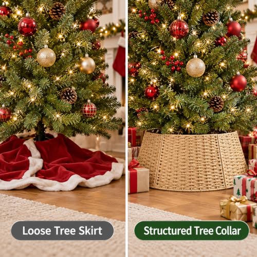 HENAYUK 26in Christmas Tree Collar - Paper Rope Tree Skirt Collar for 4.5ft–12ft Trees