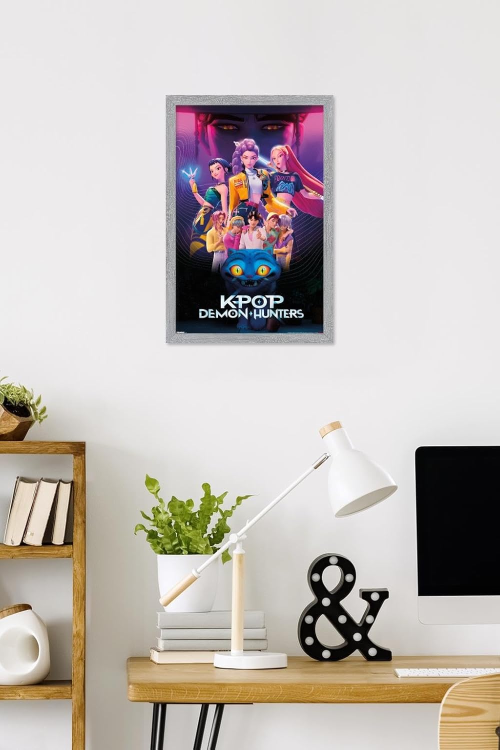 Netflix KPop Demon Hunters Wall Poster - Framed Gray Design, 22.4L x 14.7W
