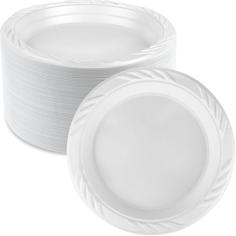 Blue Sky 100 Count Disposable Plastic Plates, 6-Inch, White