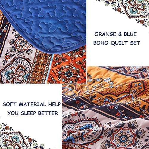 Boho King Quilt Bedding Set - 3-Piece Lightweight Microfiber Coverlet