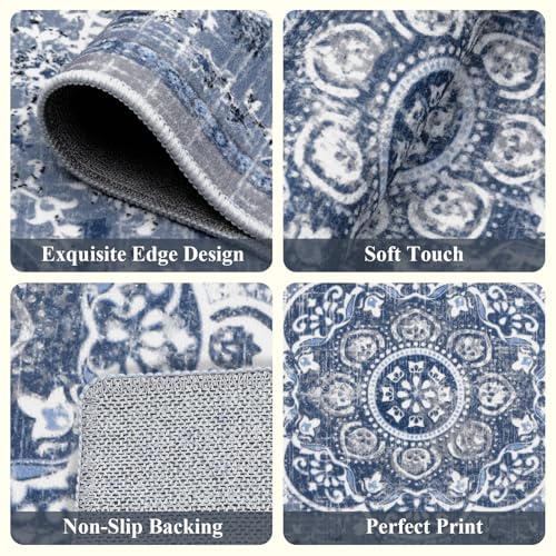 3-Piece Washable Kitchen Rug Set, Non-Slip Farmhouse Floor Mats for Kitchen