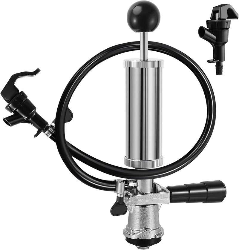 Beer Keg Tap Keg Hand Pump D System Keg Tap 4" Mini Keg Party Pump Beer Taps for Kegs US Sankey Kegs Pump with Beer Line, Portable Beer Keg Pump Draft Beer Kegs Picnic Tap Chrome Kegerator Tap Kit