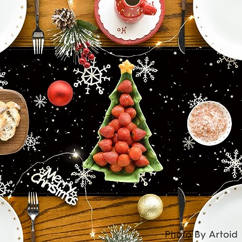 Artoid Mode Black Snowman Winter Table Runner 13x36 Inch for Holiday Decor