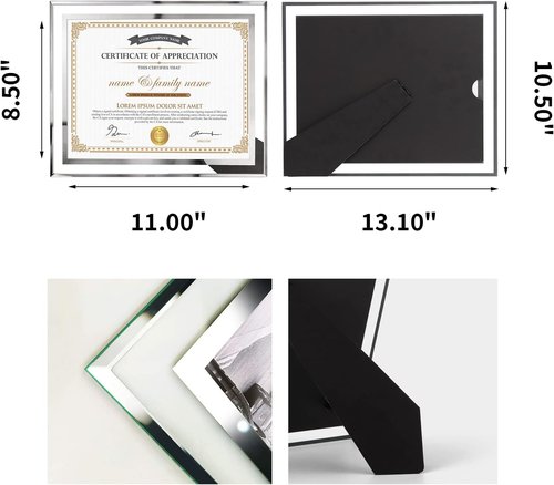 Hoikwo 8.5x11 Picture Frames - 6 Pack Silver Glass Frames for Diplomas & Awards | Tabletop Display