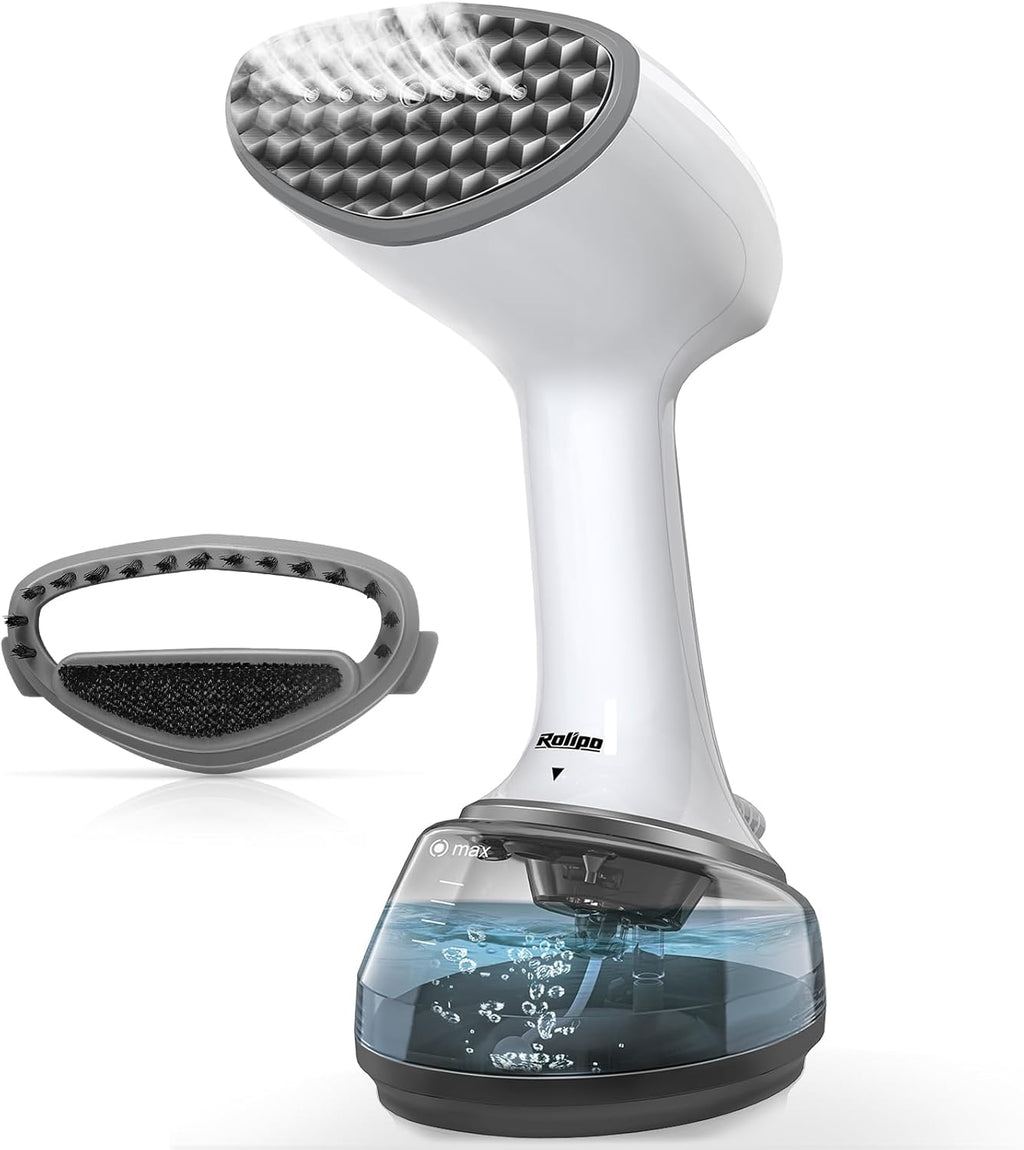 Rolipo Handheld Clothes Steamer - 1200W Fast Wrinkle Remover with 360ml Water Tank | Portable & Ideal for Travel, Home, Office - White